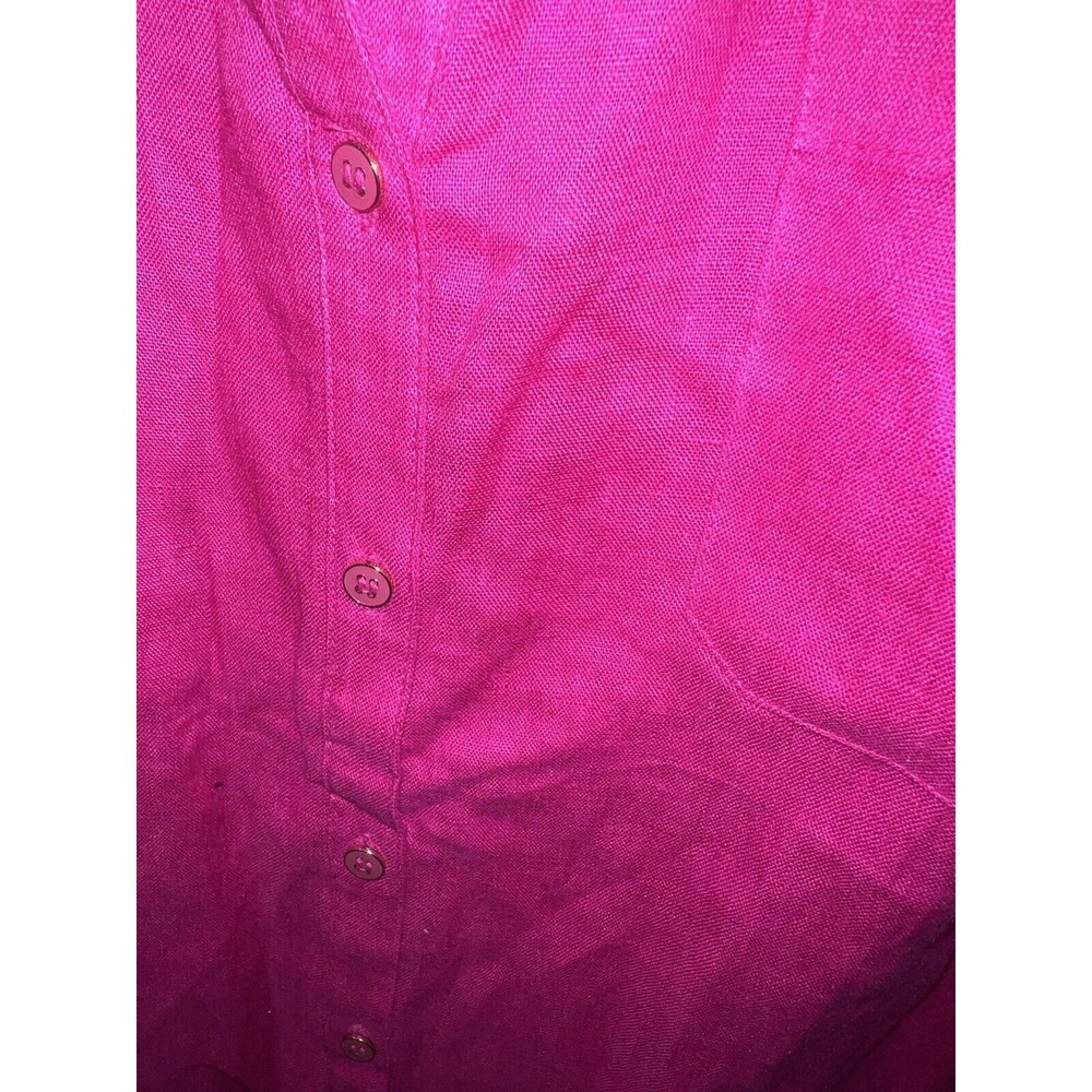JM Collection Linen Blouse Womens Plus Sz 22W Roll Tab Sleeve Pink Button Up New - Picture 3 of 10